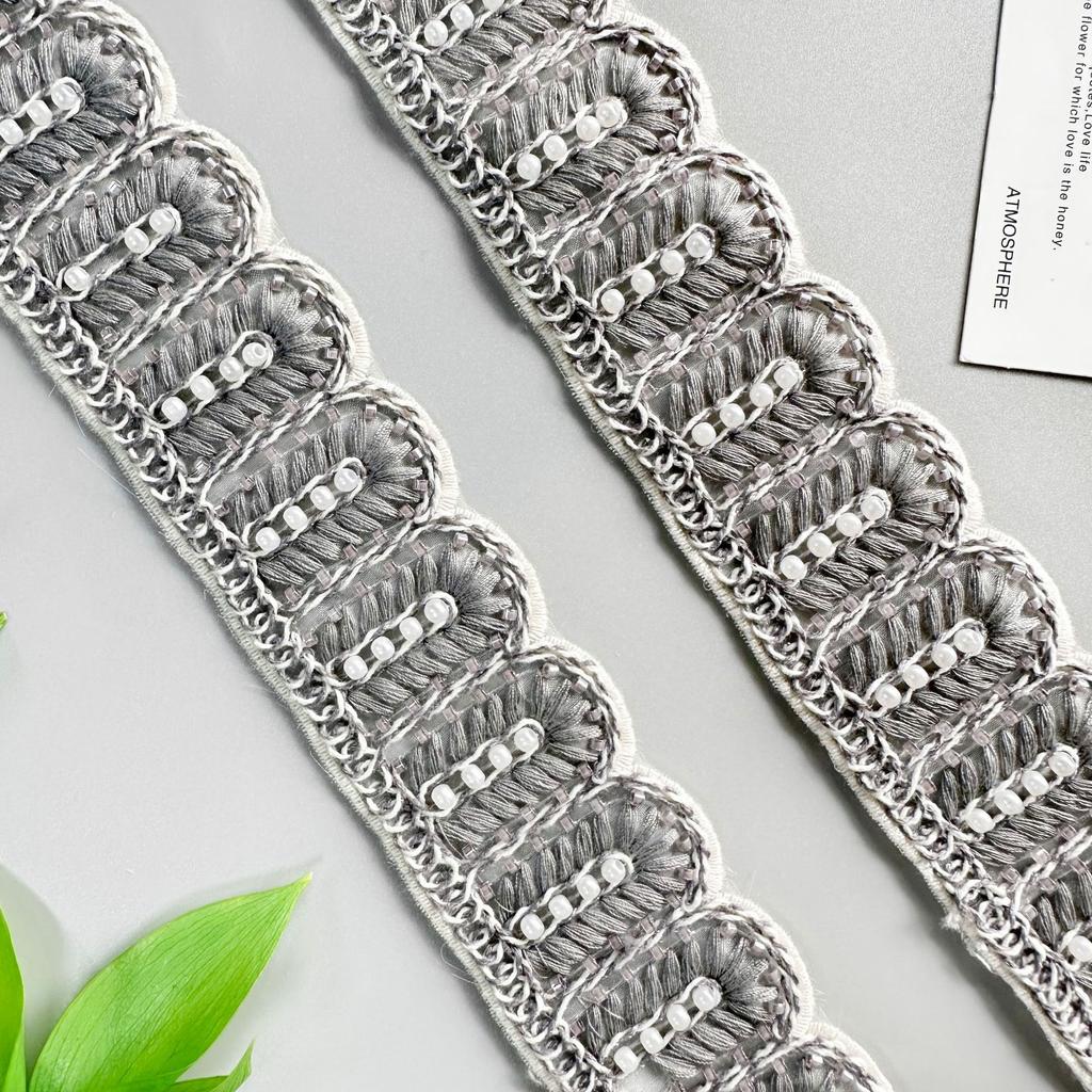 4,5 см Вышивка бисером Прядь Штрих-код Пояс для одежды Платье Домашние аксессуары для окон Кружевные аксессуары