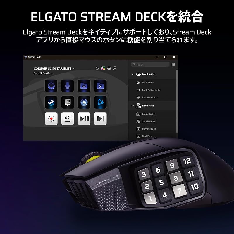CORSAIR SCIMITAR ELITE WIRELESS SE Беспроводная игровая мышь с 16 программируемыми кнопками, идеально подходит для MMO, сенсор MARKSMAN S 33K, Elgato Virtual Stream