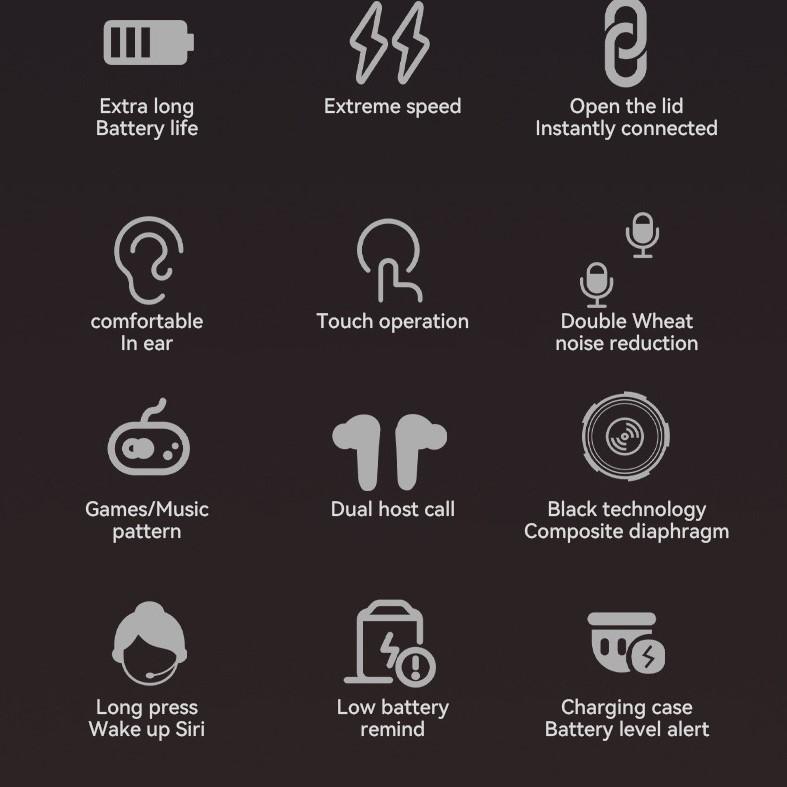A98 High-definition Stereo Bluetooth Earphones TWS physical noise rectiondu Wireless headphones LED power display touch control IP5X Waterproof
