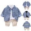 Осенний костюм, джинсы, свободный стиль в иностранном стиле для мальчиков, новые детские красивые детские модные крутые детские костюмы