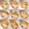 Luxury Gold Plated Stainless Steel Geometry Rings For Women Men Open Adjustable Charm Finger Ring Wedding Party Fashion Zircon