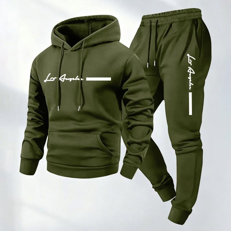 Mens Tracksuit Hooded Zip Sweatshirt Set Casual Sportswear 2 Piece Outfit
