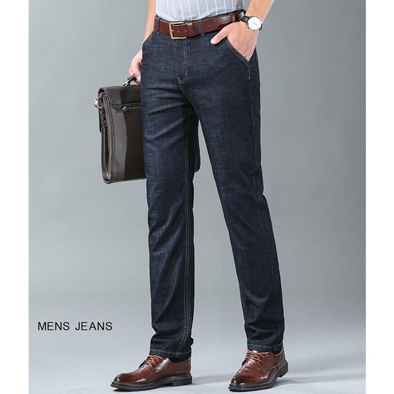 2024 весна-лето брендовые мужские прямые легкие хлопковые эластичные джинсовые деловые повседневные тонкие светло-серые джинсы с высокой талией