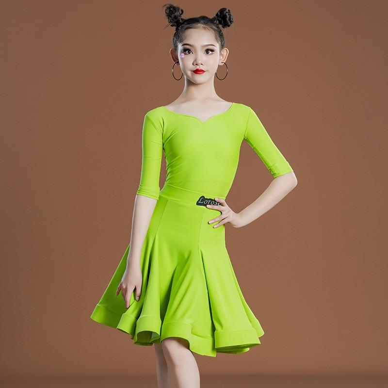 Girls Latin Dance Costume Professional Performance Outfit Kids Competition Practice Exam Stage Wear