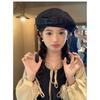Women S Denim Beret With Double Bowknot Large Head Size Painter Hat
