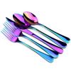 5PCS/SET Cutlery Set Iridescent Rainbow Colorful Stainless Steel Dinnerware Set Mirror Polishing Steak Knife for 1
