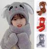 Soft Fleece Hat Scarf Gloves Set Cartoon Neck Hats Casual Rabbit Ear Hat Scarf  Winter