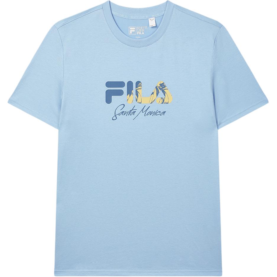 Fila Мужская повседневная футболка прямого кроя с круглым вырезом и коротким рукавом из серии Heritage, цвет ледяной синий F11M448106F-LB