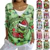 Women's Fashion Casual Knit Sweater Button-Up Christmas Print Cardigan Jacket