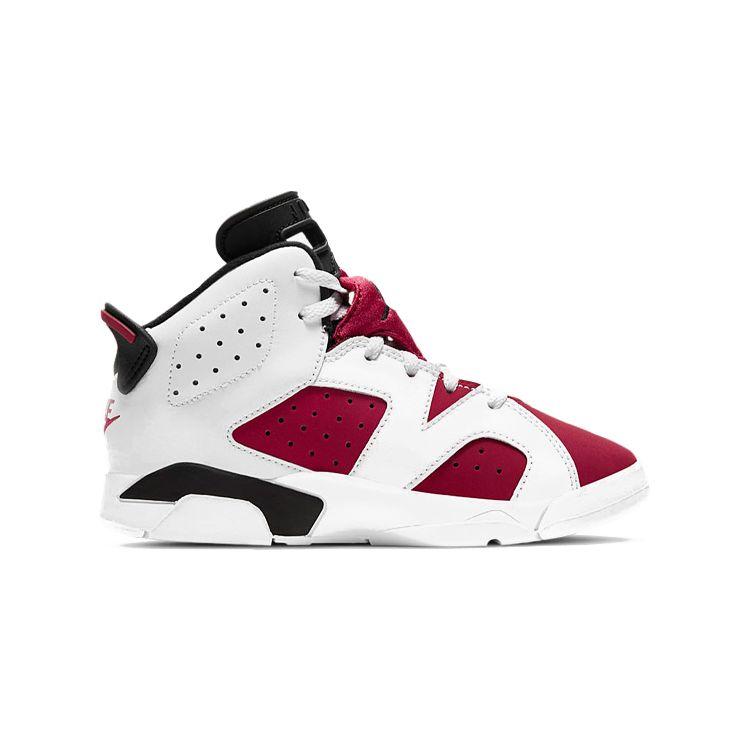 Детские кроссовки Air Jordan 6 Retro PS Carmine 2021 Белый Черный 384666-106