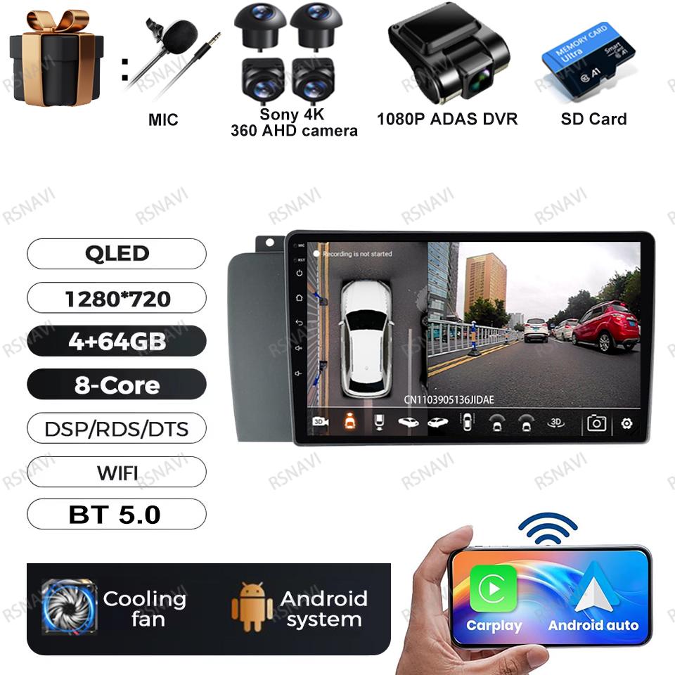 Android 16 Multimedia For Volvo XC70 V70 S60 2000 - 2009 Car Radio Video Player Qualcomm GPS BT DSP Autoradio Stereo RDS 4G LTE