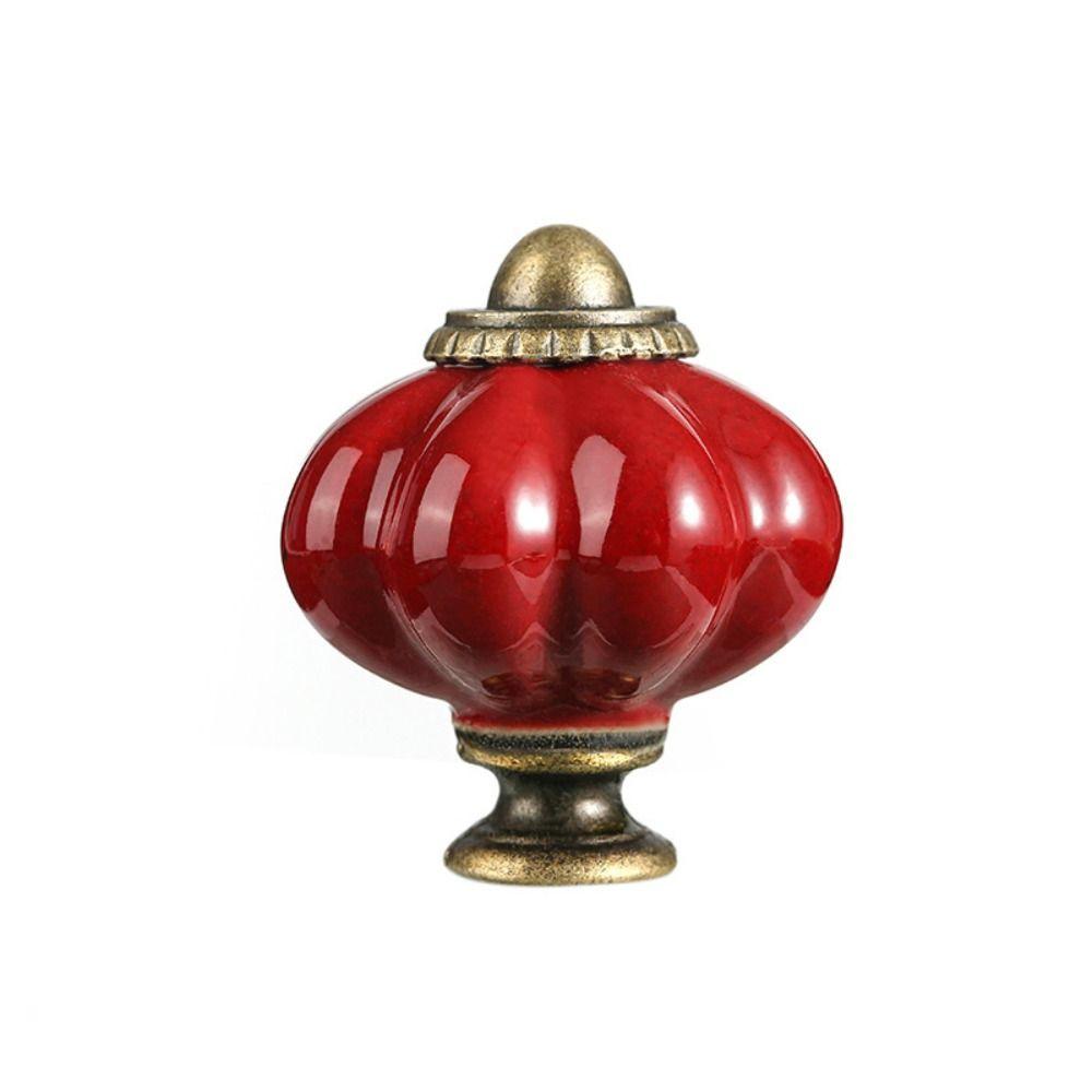 Single Hole Cabinet Knob Round Drawer Knobs Retro Ceramic Pumpkin Handle  Kitchen