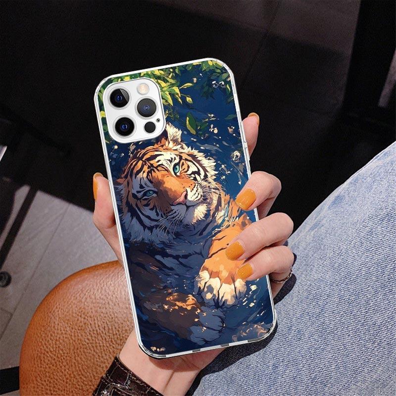 Премиальный Чехол для Телефона с Рисунком Тигра Для iPhone 13 12 Mini 11 Pro Max XS XR X SE 7 8 Plus 5S 5 6S 6 Подарочная Печатная Крышка Fundas