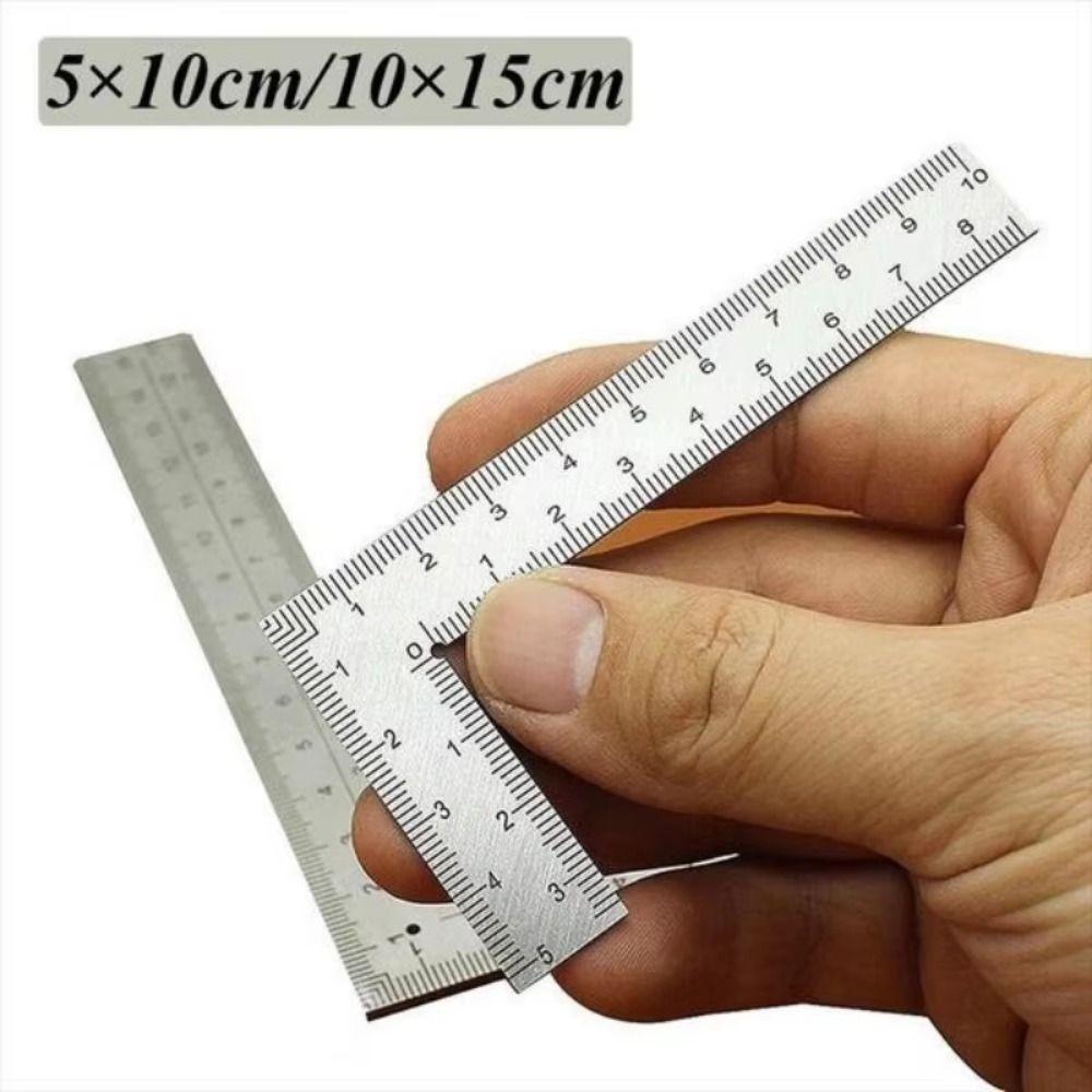 Double-Sided Metal Ruler Measuring Tool Mini Ruler Drawing Tools L Square Ruler Educational