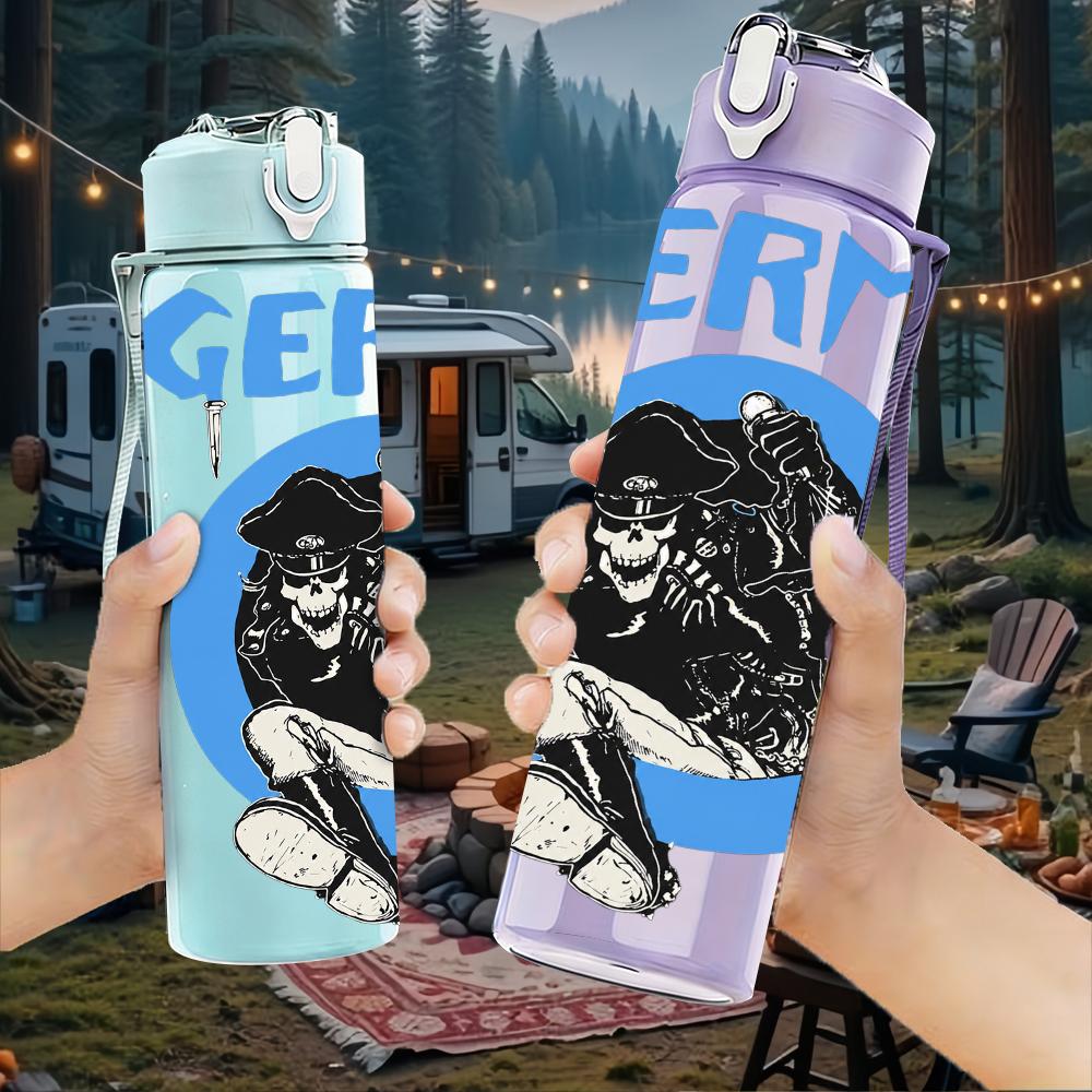 1PC Germs Punk Band Blue Circular Logo Print 750ml Portable Sports Water Bottle Leakproof Gym Outdoor Travel Drink Cup