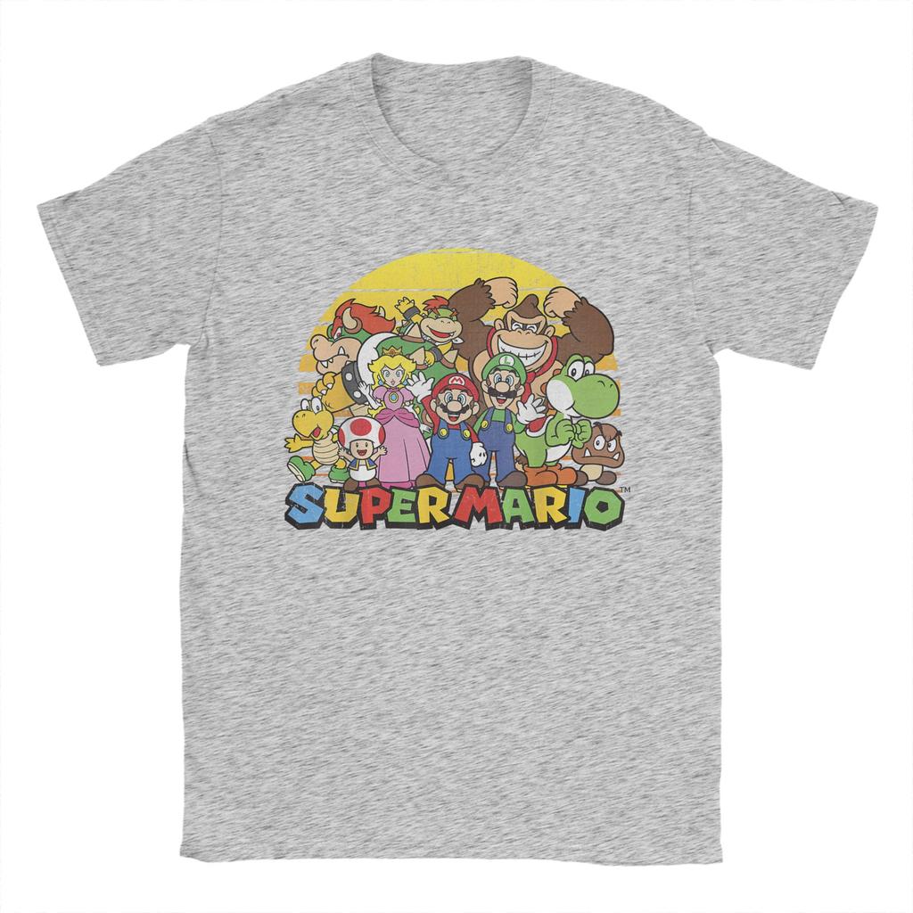 Novelty Super Marios Group Portrait TShirts for Unisex O Neck Cotton T Shirt Short Sleeve Tees Unique Tops