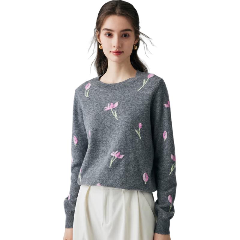 PALUOPO Women's Jacquard Cashmere Sweater