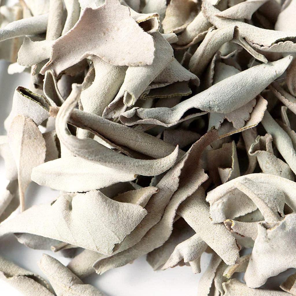 [ЗОЛОТОЙ КАМЕНЬ] Белый шалфей без пестицидов из Калифорнии, примерно 50 г (Без веток, Измельченный)