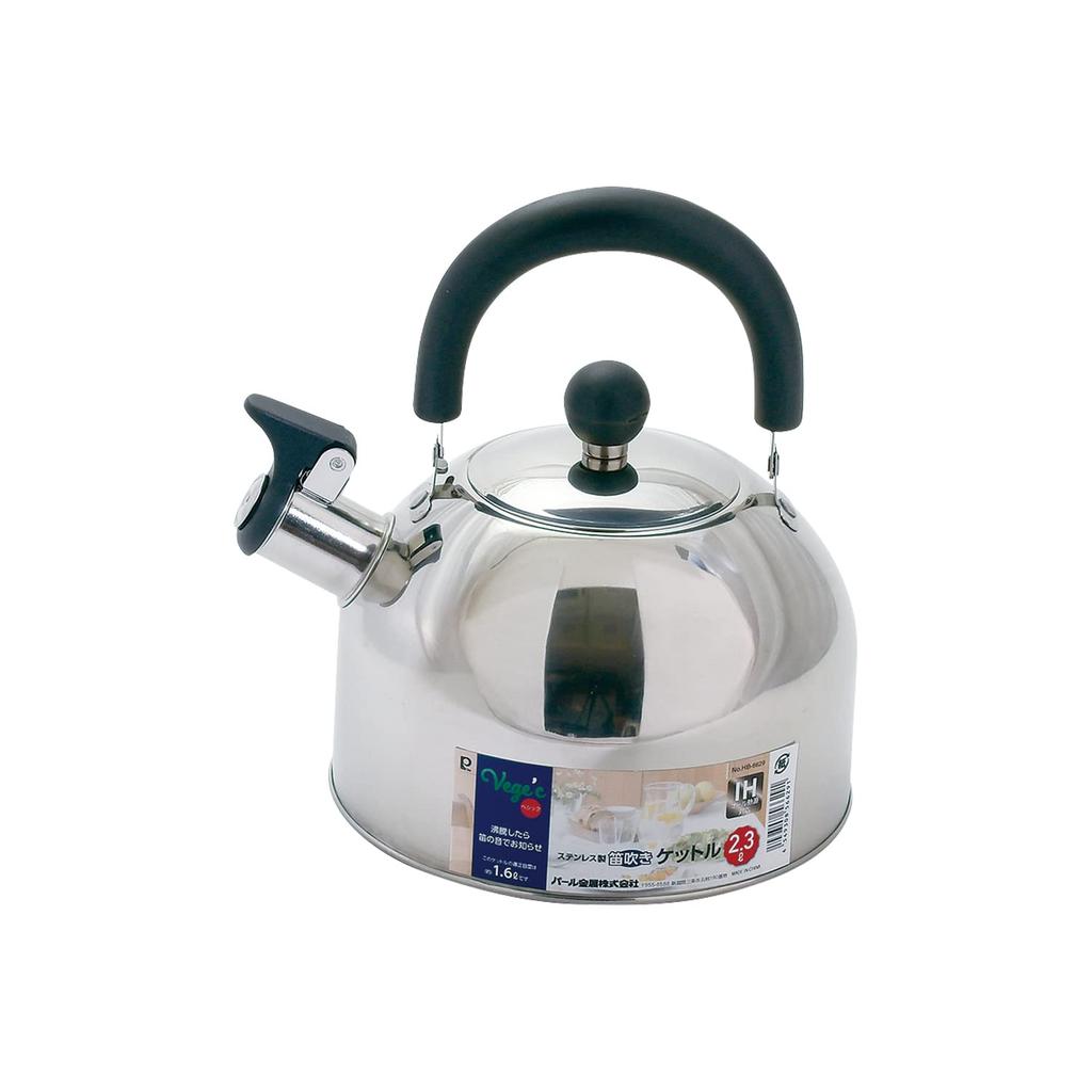 Pearl Metal Совместимый с индукцией Чайник из нержавеющей стали для всех источников нагрева, 2,3 л, Со свистком, Совместимый, Источники, Сталь, Vesic, HB-6629