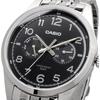 Мужские кварцевые часы Casio Standard MTP-E340D-1AV с многофункциональным календарем, 7-звеньевой браслет, серебристый, черный