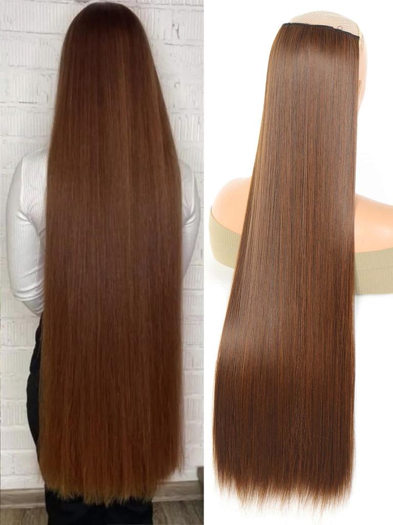 Aosiwig Синтетические супер длинные прямые волосы 100 см на 5 клипсах для наращивания натуральных волос, черные, блондовые, искусственные накладные волосы для женщин