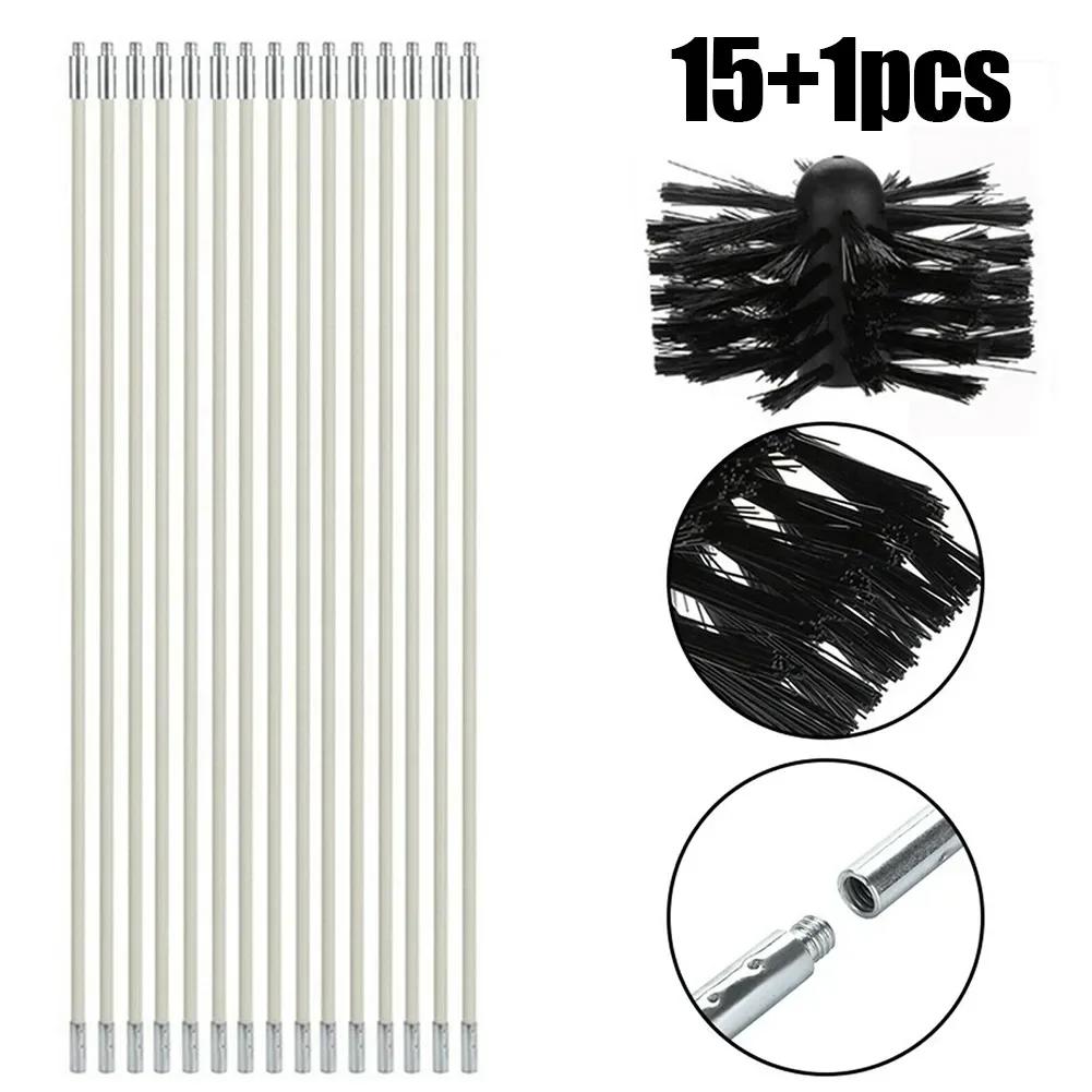 Длинная ручка гибкая труба стержни с нейлоновой щеткой для дымохода щетка для очистки вращающейся системы подметания камин комплект стержней набор инструментов