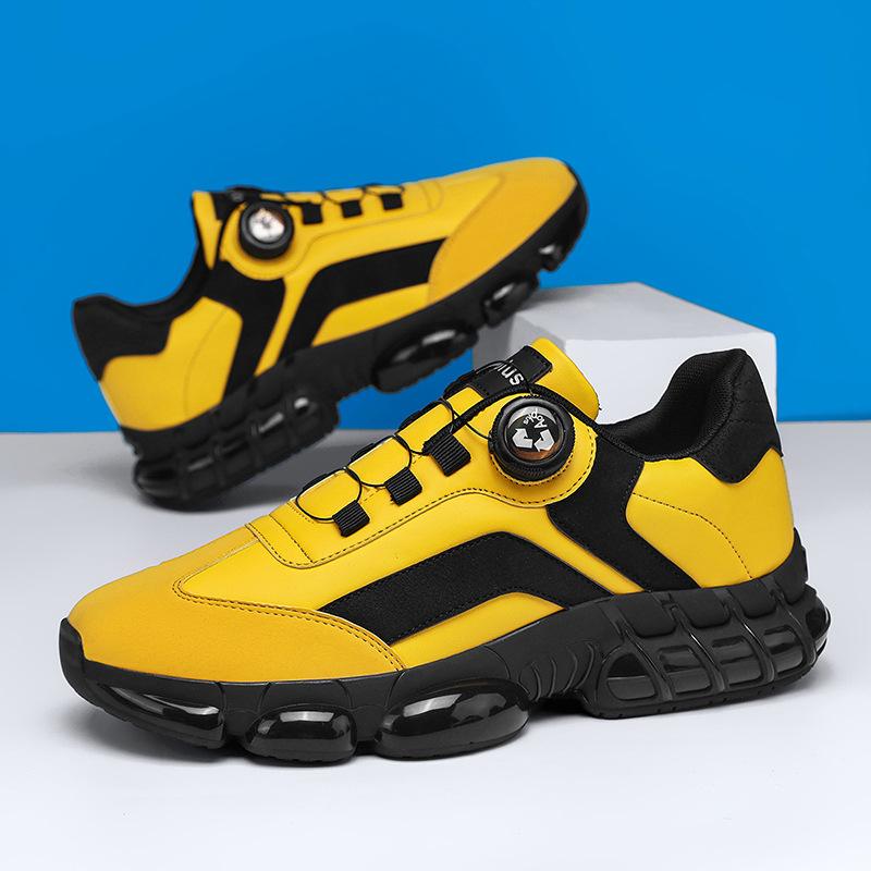 New rotating button low-top soft sole cushioning comfortable sports shoes lightweight leather casual shoes