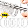 24/12PCS Plastic Shower Curtain Rings C-shape Hooks Railing Hanger Hooks for Bathroom Shower Window Rod Bath Drape Loop Clips