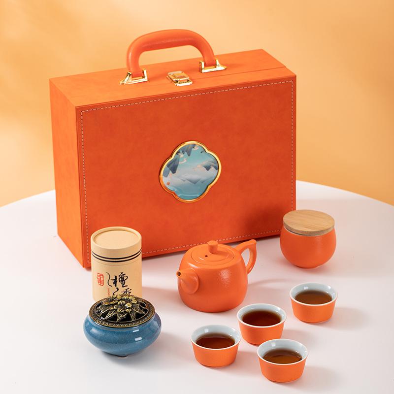 Cultural and creative souvenirs, high-end gift boxes, ceramic kung fu tea sets, suitable for business company and event gifts