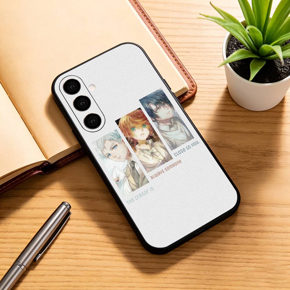 Обещанный Неверленд E-N-R Чехол для телефона Samsung Galaxy A73,A72,A71,A70,A53,A52,A51, Мягкий силиконовый Черный чехол