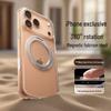 Прозрачный чехол-подставка для iPhone 17 Pro с магнитом и вращением на 360°, кнопкой AI и большими вырезами.