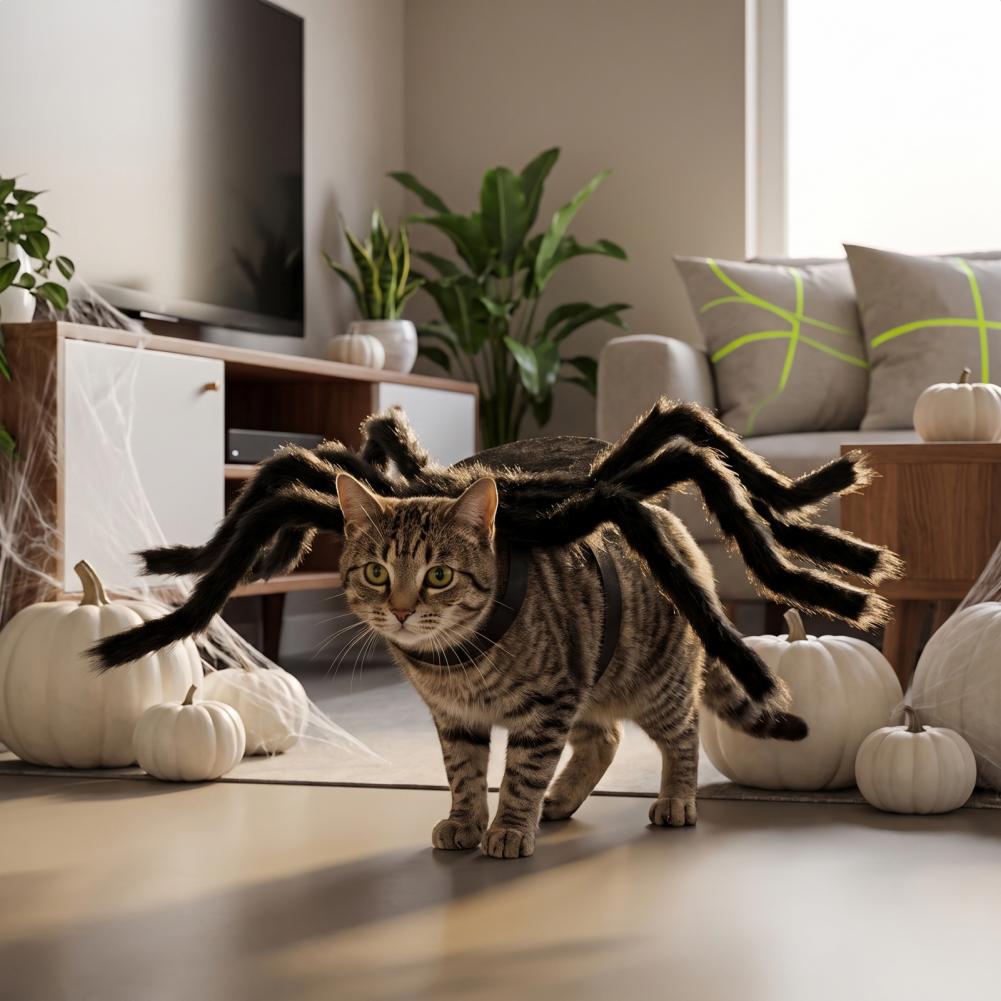 Cute Dress Up Halloween Spider Pet Costume for Small Dogs Cats Adjustable Straps Cat Cosplay Outfit Spooky Holiday Party Dress