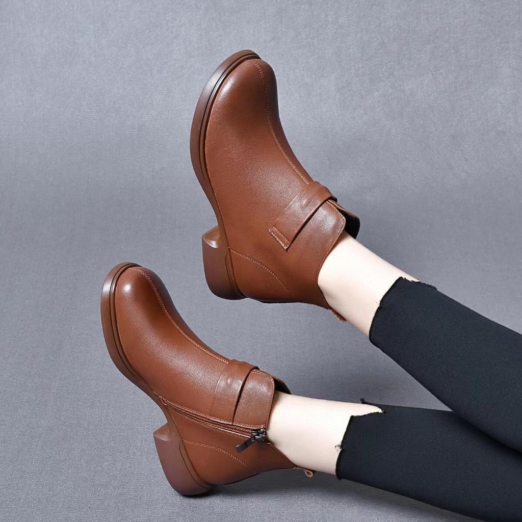 Женские ботильоны с круглым носком, новые простые темпераментные на плоской подошве, повседневные ботинки Мартина из первого слоя коровьей кожи, удобные ботильоны до щиколотки