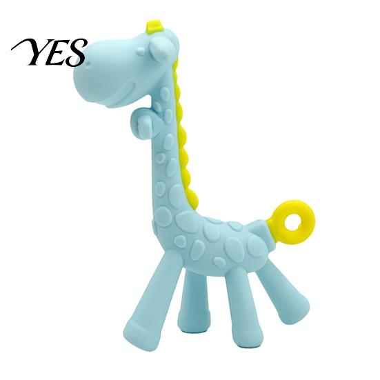 Baby Teething Pain Relief Giraffe Teether, Silicone Chewing Toy for Soothing Gums, Anti-Choking Teether Guard, Food Grade BPA-free Infants