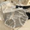 Plus Size Women's Lace Edge Girly Comfort Bag Hip High Elastic Skin Touch Midwaist Antibacterial Crotch Triangle Briefs
