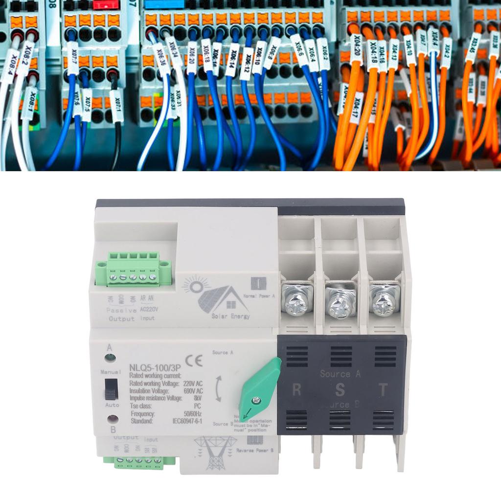 AC220V  Power Automatic Transfer Switch 3P Millisecond Switching PV To Mains  Automatic Tran