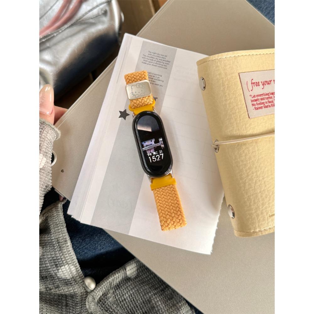 Магнитный нейлоновый браслет для Xiaomi Mi Band 10 / 9 / Smart Band 8 Ремешок Розовый Эластичный плетеный браслет Замена для мужчин Женщин