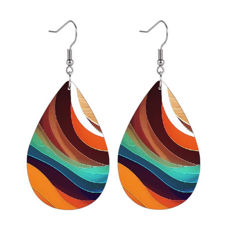 2 пары уникальных абстрактных многоцветных серег из ПУ кожи, модные серьги, легкие и трендовые для повседневной носки, элегантные серьги, серьги для вечеринки
