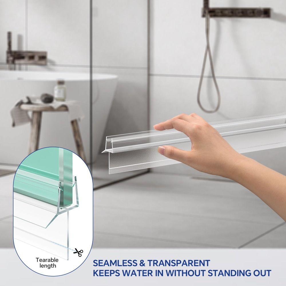 2 шт. Прочный 1 м Уплотнитель для дна душевой двери Водонепроницаемый Прозрачный ПВХ Безрамный Уплотнитель для душевой двери Без клея Щетка для дна душевой двери Ванная комната