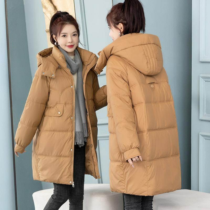 Down Padded Jacket Women's Trendy Mid-length Large Size Loose Bread Jacket Padded Jacket Winter Padded Jacket Jacket Thickened