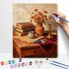 Цифровой набор для рисования маслом для DIY домашнего декора с вазой с цветами ромашки книгами и винтажным подсвечником эстетичное настенное искусство