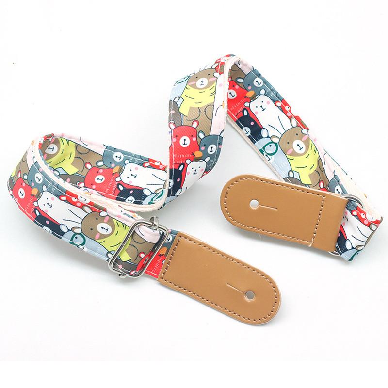 Регулируемый кожаный и тканевый гитарный ремень в этническом стиле с различными узорами для акустических и бас-гитар