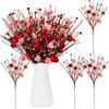 Crowye 12 шт. Искусственные стебли цветов ко Дню святого Валентина, Красные ягодные пики в форме сердца, Ветки-спреи ко Дню святого Валентина, Наполнитель для цветочной вазы ко Дню матери