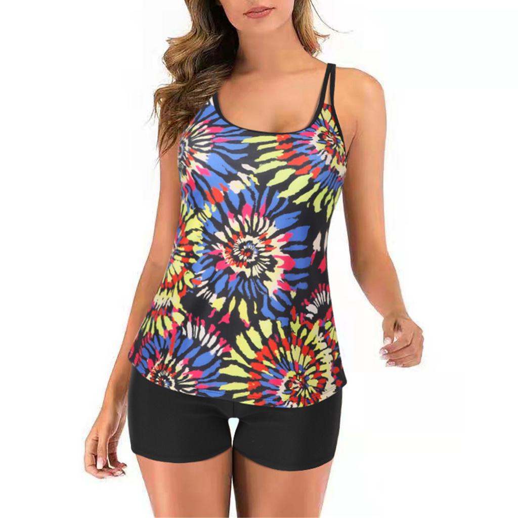 Women Two Piece  Swimsuits  Bathing Tank Tops With Shorts Athletic Swimwear