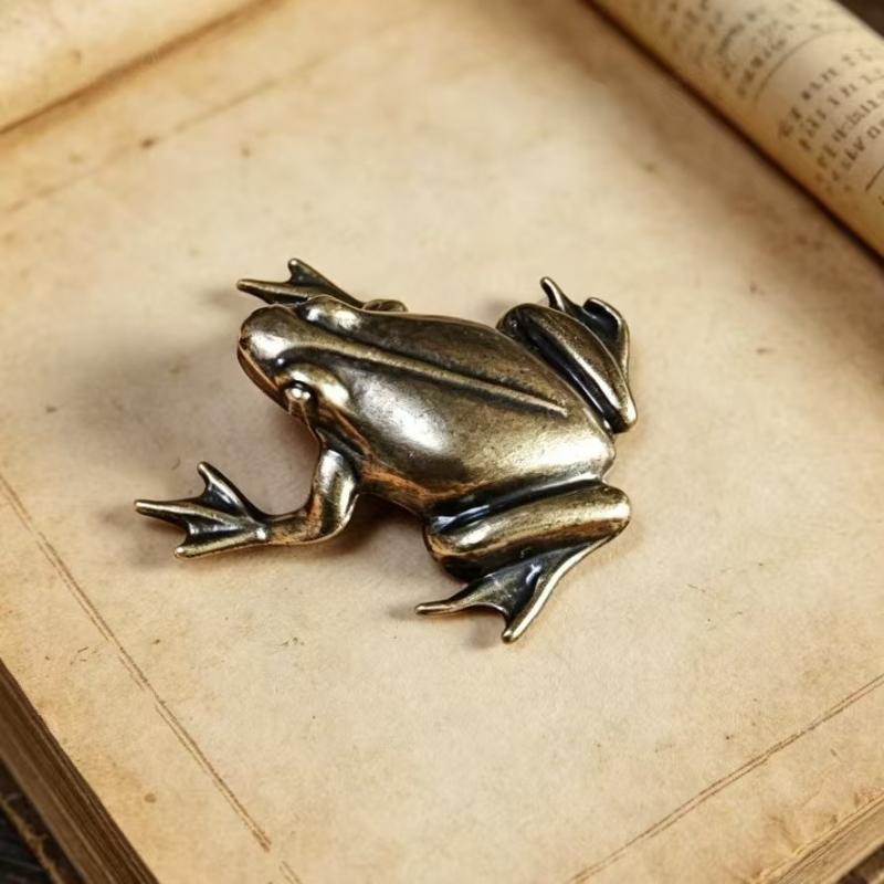 Alloy Zen Meditation Frog Statue Durable Alloy Vintage Texture Small Figurine for Tea Table Home Decor