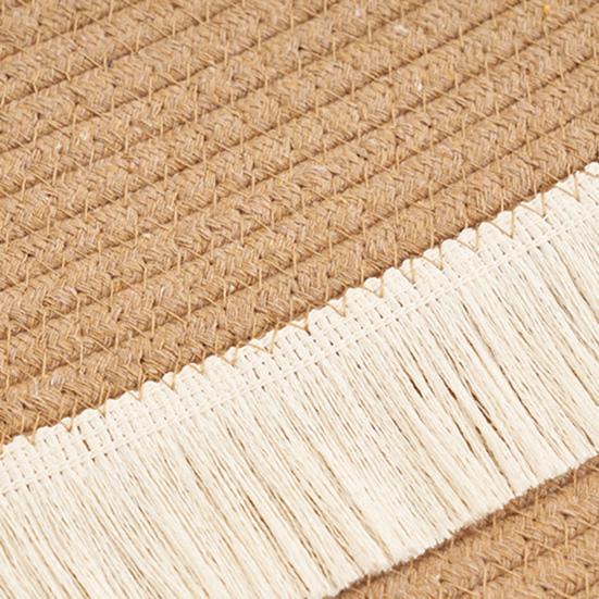 Yousheng Braided Round Area Rug Vintage Cotton Rope Floor Mat with Fringe Washable Rustic Tassel Carpet for Living Room Bedroom