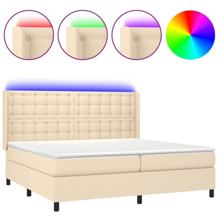 Maison Exclusive - Sommier à lattes de lit matelas et LED Crème 200x200 cm Tissu