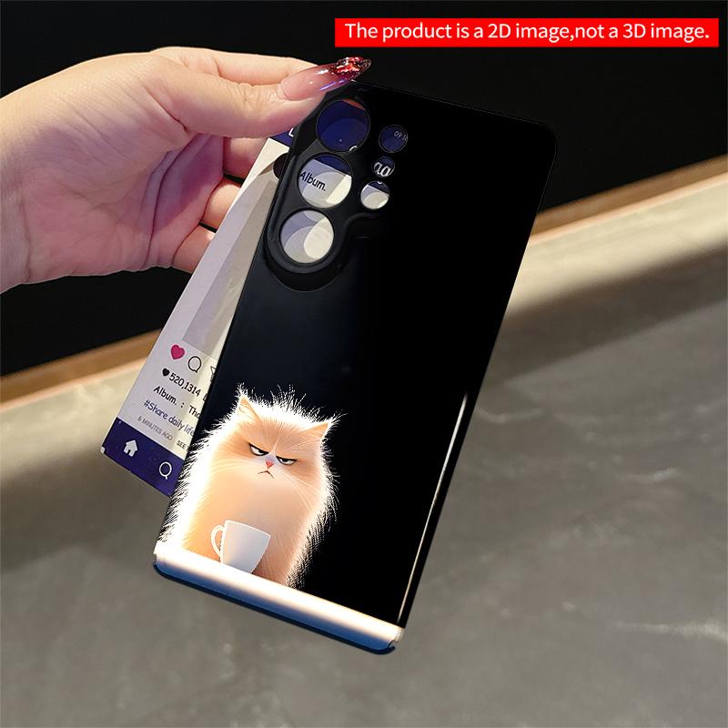 2DFlat Samsung phone case Grumpy Cat with Cup Phone Case Applicable to Galaxy S23 S24 S25ULTRA S26 A12 A14 A15 A16 A54 A55