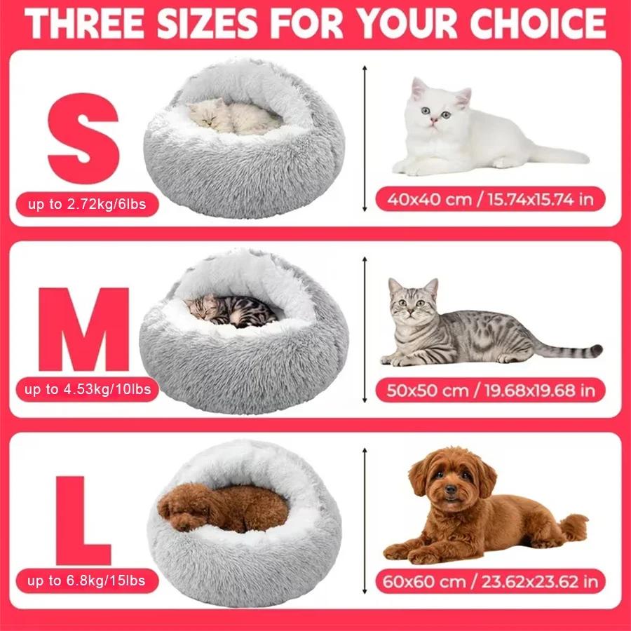 Cozy Cat Bed Shell-Shaped Semi-Enclosed Sleeping Nest, Warm Soft Plush Pet Mattress Pad for Cats, Small Dogs and Kittens