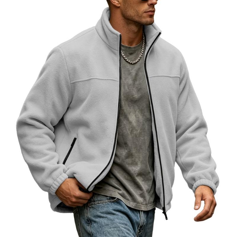 Men S Casual Fleece Lined Stand Collar Zip Up Sweatshirt